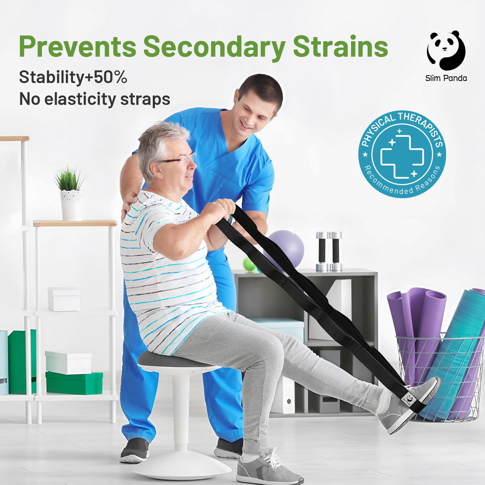 Slim Panda Cinghia Yoga Stretching, Cintura Yoga con 10 Loop per l'Allungamento e Stretching, Ceinture Elastiche Fitness Ideale per Yoga, Balletto, Pilates Fisioterapia