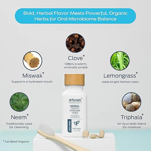 Miniatura 4 de DrTung's Tabletas de pasta de dientes a base de hierbas, pestañas de pasta de dientes sin flúor, pasta de dientes de tamaño de viaje, cumple con la