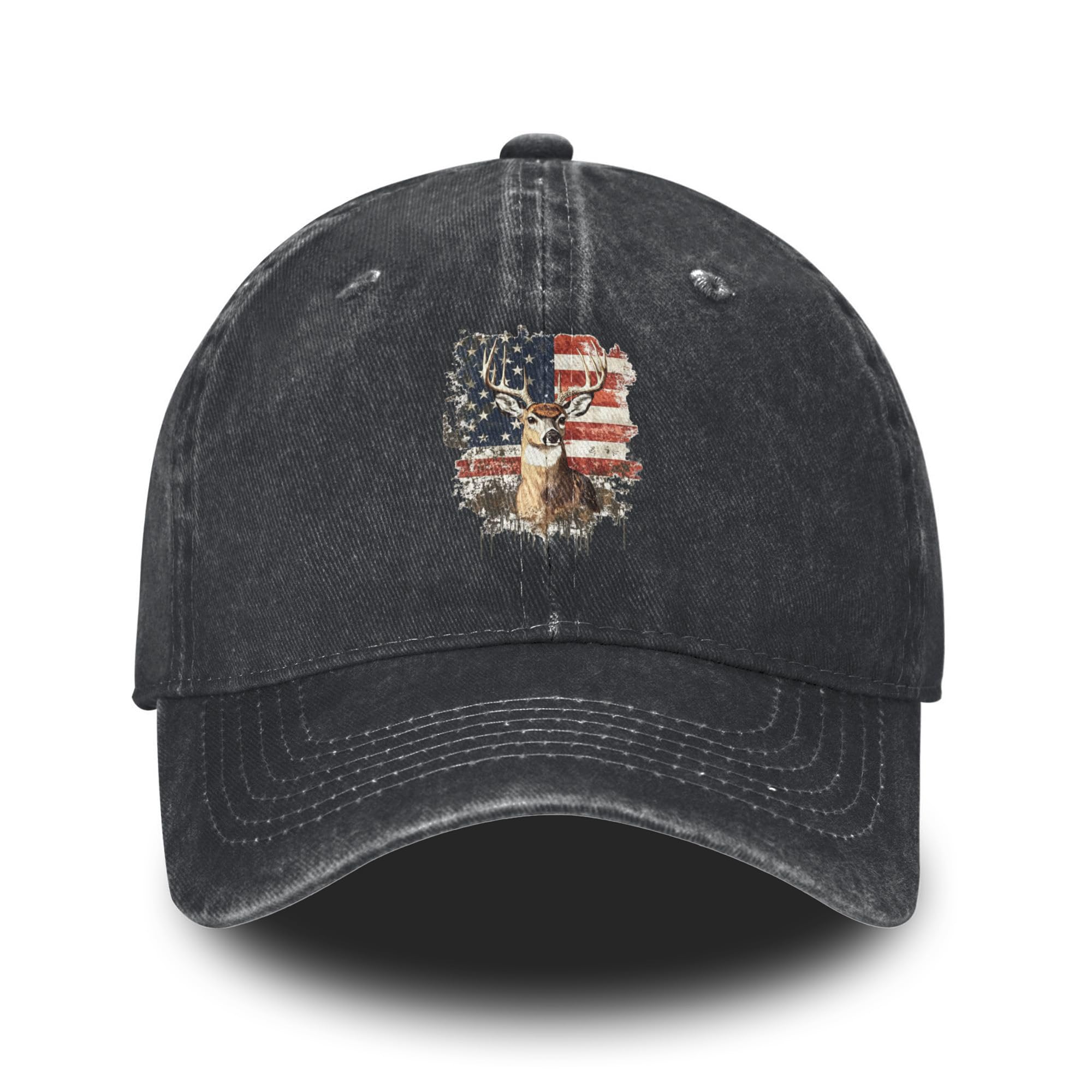 Printed Baseball Cap Adjustable Vintage Washed Distressed Denim Trucker Hat for Women Men