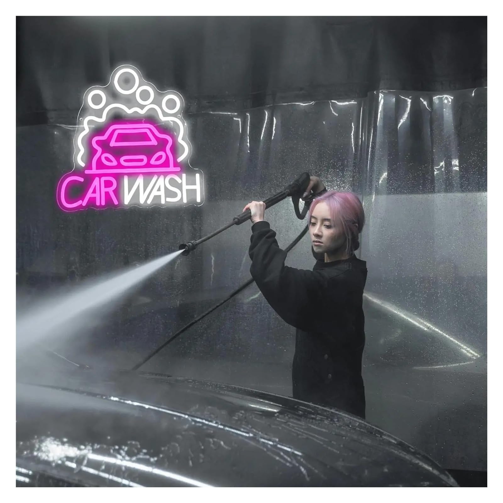 cartelli al neon personalizzati Car Wash Insegna Al Neon USB Business LED Per L'area Di Servizio Della Stazione Del Partito Negozio Riparazioni Auto Mostra Decorazione 12.6x12.6in