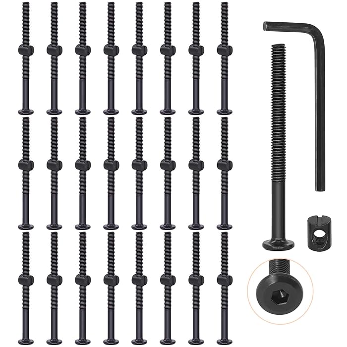 Buy Rustark 25 Pcs M6x80mm Black Hex Socket Cap Screws Barrel Nuts Kit