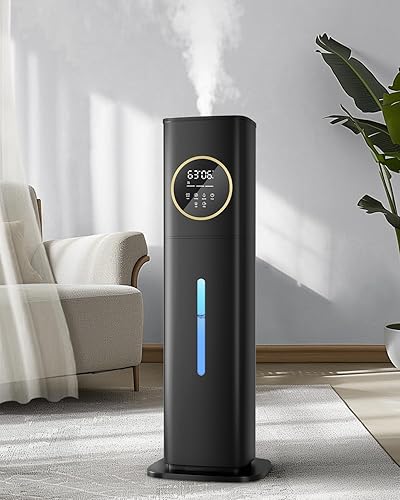 Humidifiers for Bedroom Large Room, Top Fill Ultrasonic Cool Mist 8L Humidifier with Aroma Box, 360° Nozzle, Humidity Control, Timer, Auto Shut-Off for Home, Office & Plants,Black