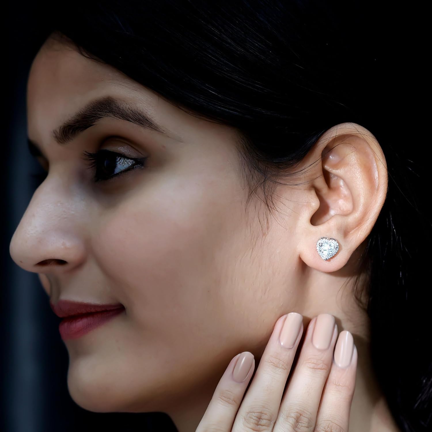 Certified 4 Carat Cubic Zirconia Heart Earrings in Silver, Aaaaa Quality, CZ Diamond Stud Earrings - Gift For Women - Image 4