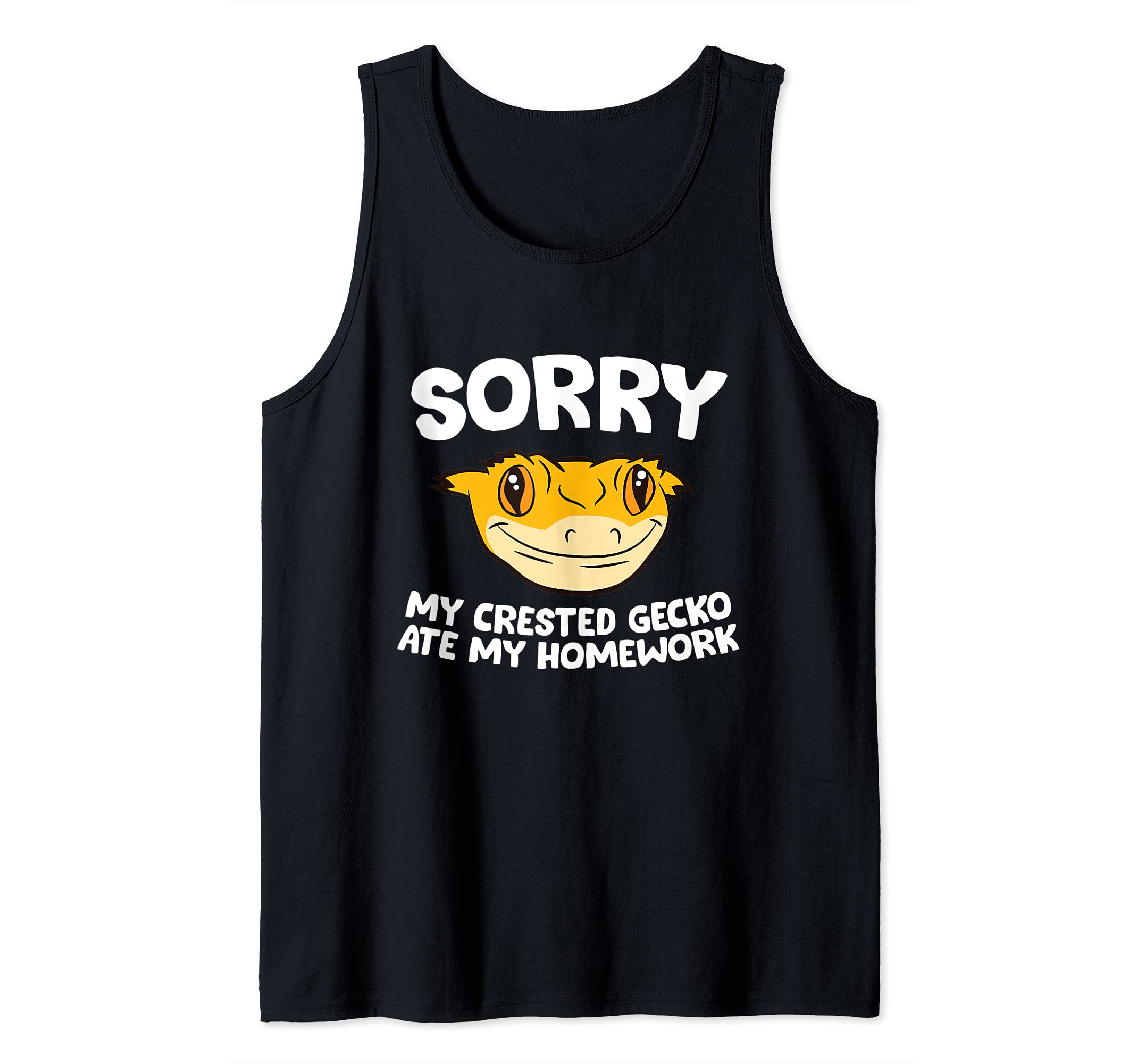 Crested Gecko Pet Sorry My Crested Gecko Ate My Homework Tank Top, Black