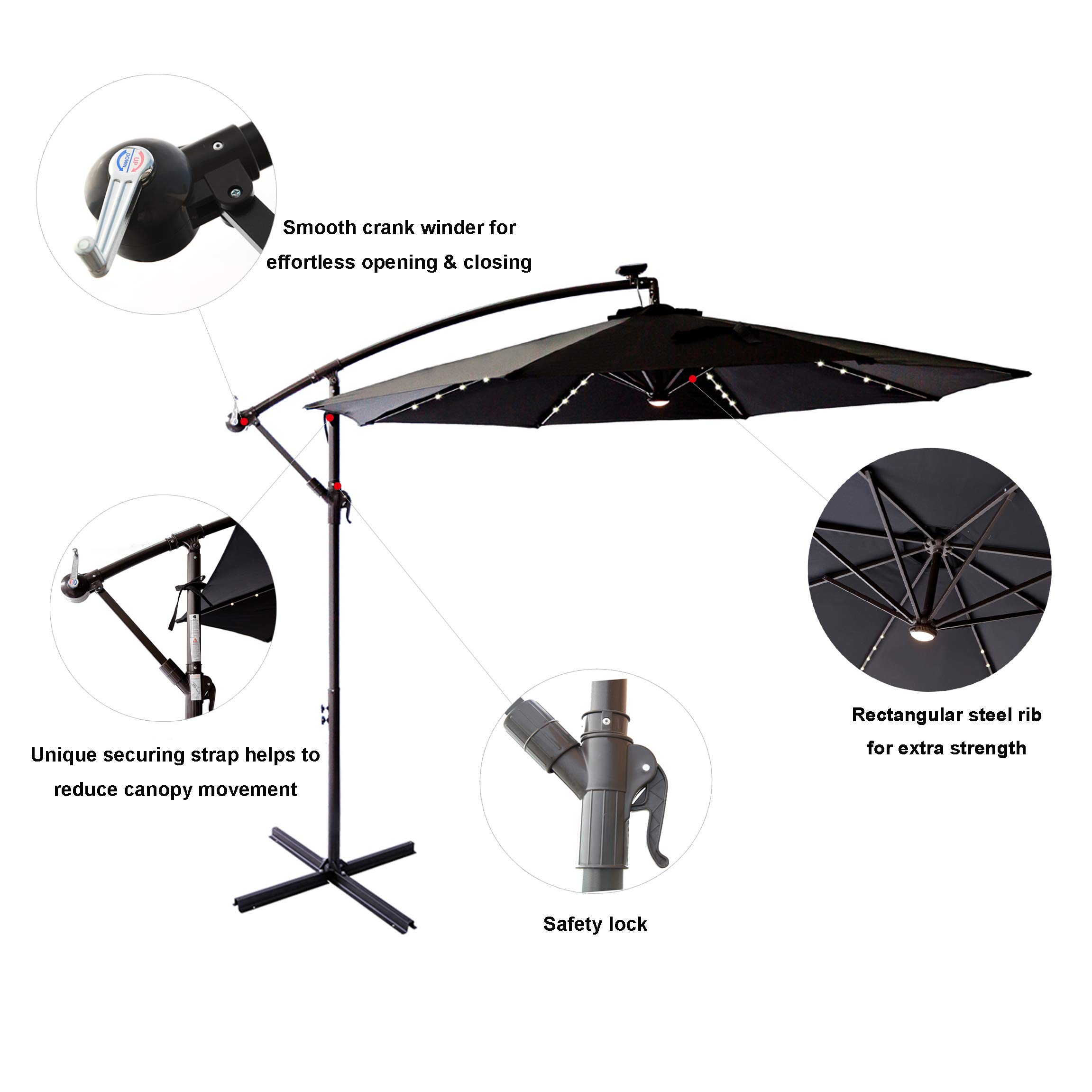 c hopetree deluxe square offset cantilever outdoor patio umbrella Amazon.com : C-Hopetree 10 ft Offset Cantilever Outdoor Patio Umbrella with  Solar LED Lights – Black : Patio, Lawn & Garden