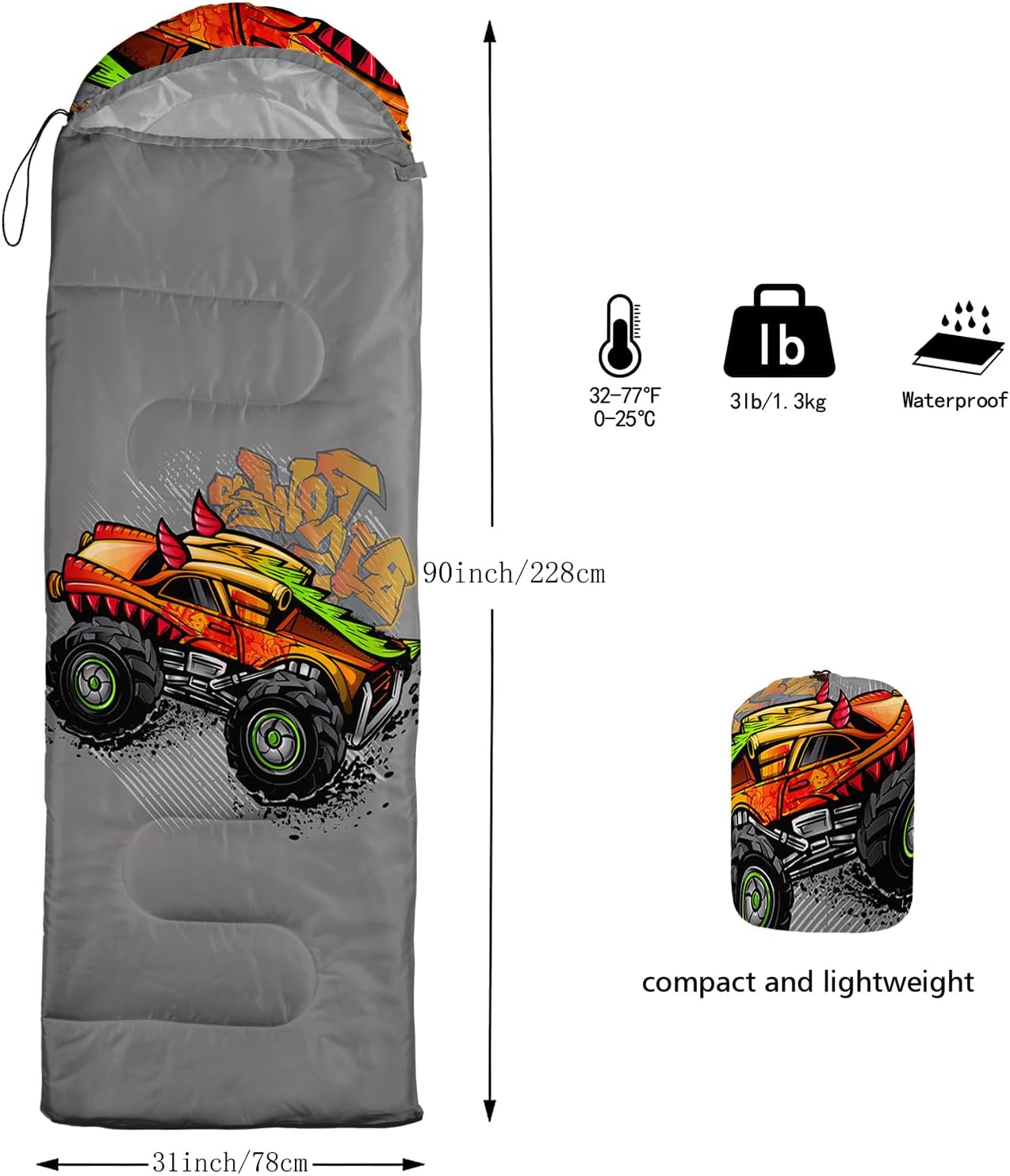 AILONEN Mermaid Scales Print Camping Sleeping Bag,Lightweight & Waterproof,3 Season Warm & Cool Weather,Portable Bags for Girls Women Travelling,Outdoors