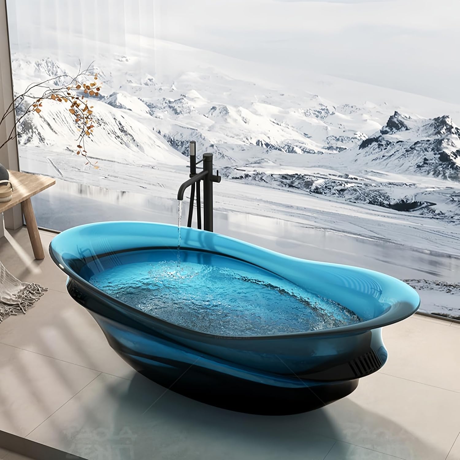 72" Edeyeu Freestanding Bathtub - Extra Deep Solid Surface Soaking Tub