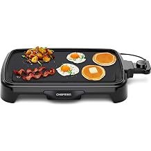 Chefman Electric Griddle with Removable Temperature Control, Immersible Flat Top Grill, Burger, Eggs, Pancake Griddle, Nonstick Easy Clean Cooking Surface, Slide Out Drip Tray, 10 x 16 Inch