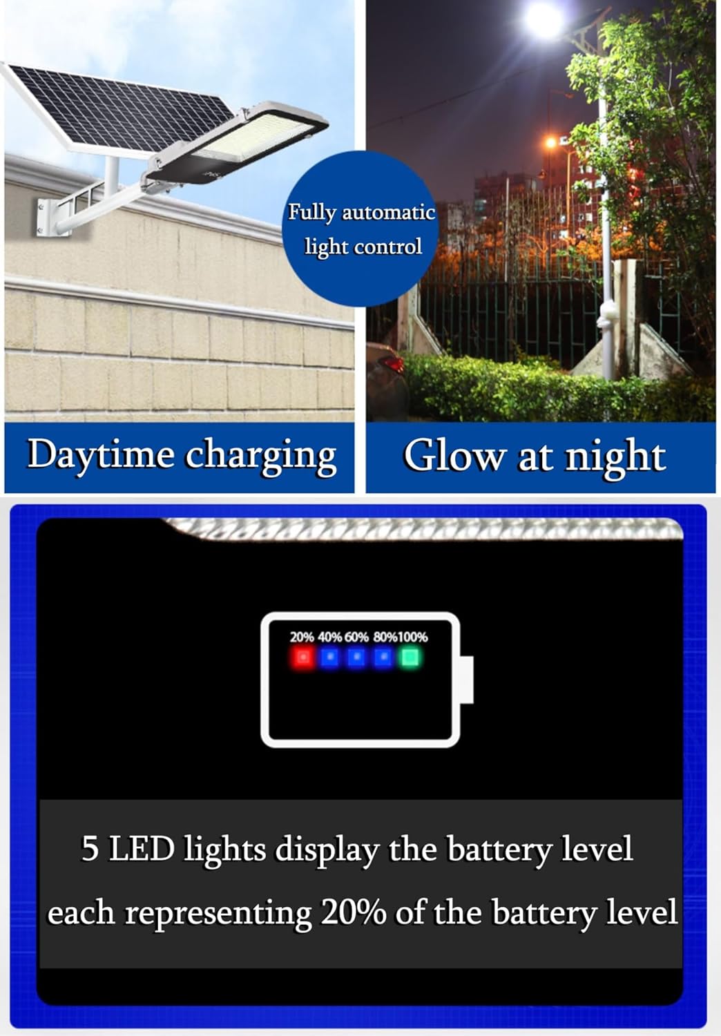IP65 Waterproof Solar Street Light with Remote Control, 15000W 3600LM, Multiple Lighting Modes, Easy Installation, Durable Black Pole Included, Energy Efficient Outdoor Lighting