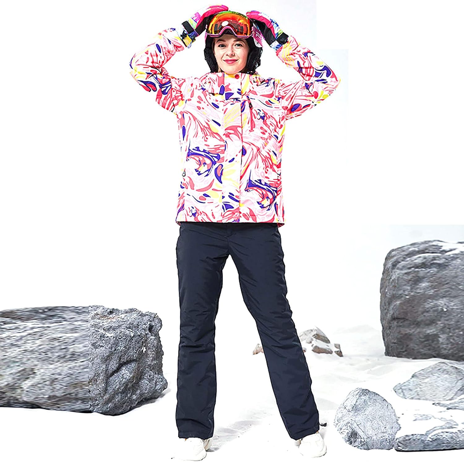 Women's Snowboard Jackets and Bib Pants Female Leopard Ski Suit Waterproof Snow Outdoor Sports Wear