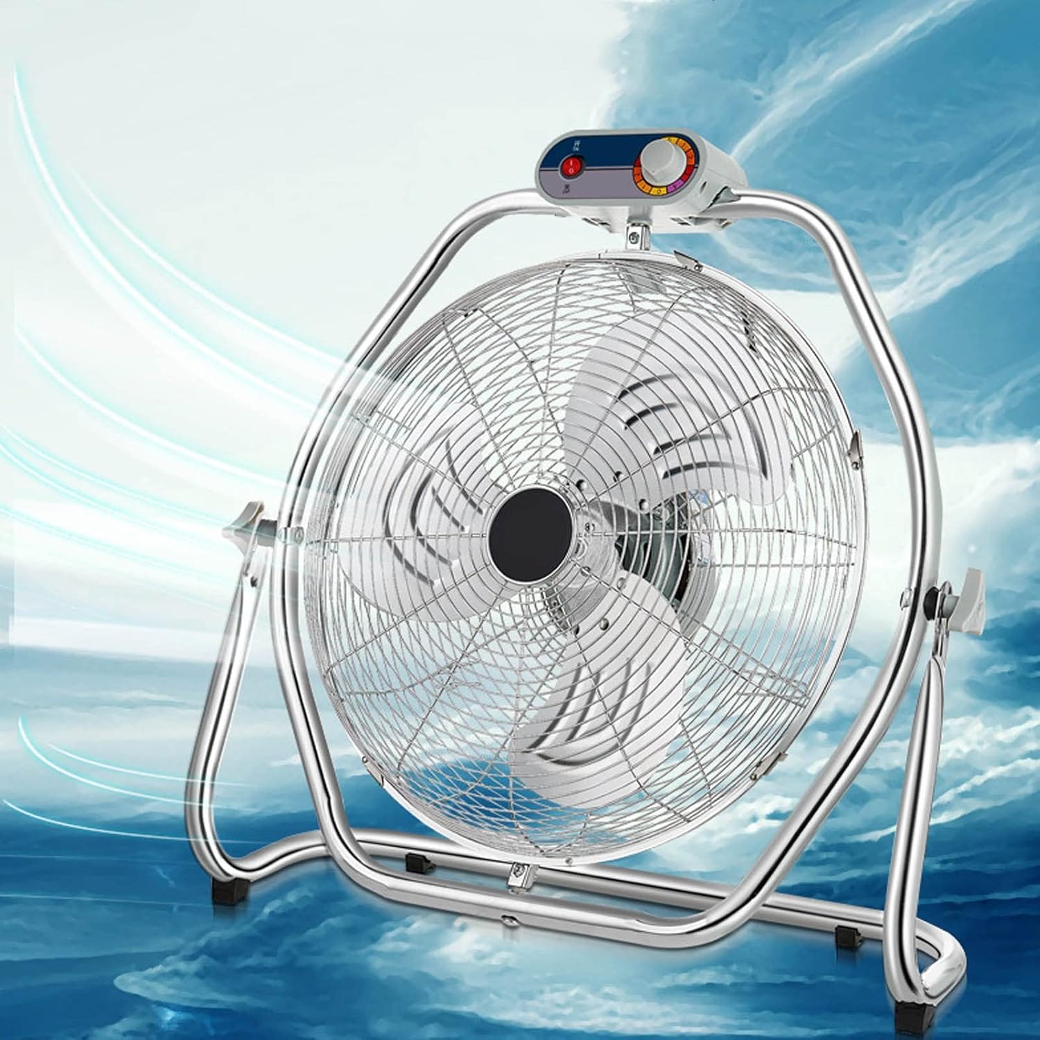 Ventilador de suelo industrial resistente con flujo de aire de alta velocidad para garaje, comercial y uso residencial