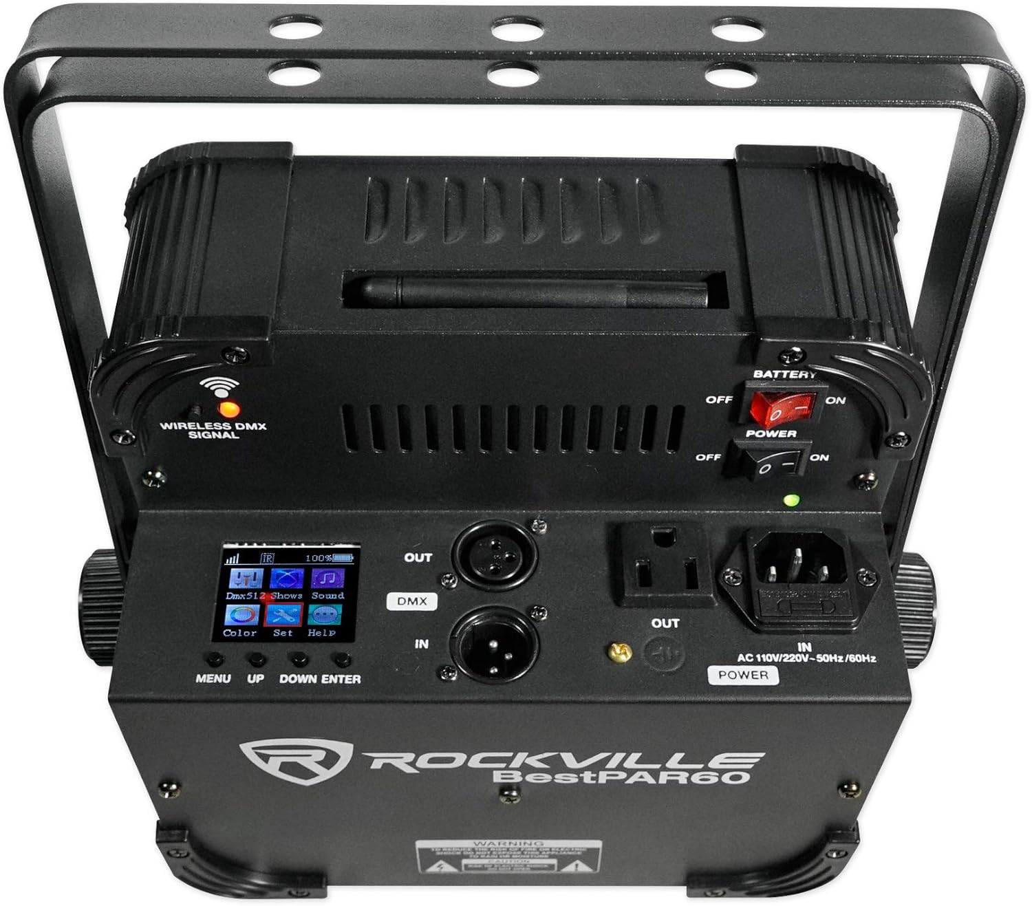 Rockville Best PAR 60 Bundle: (2) Rechargeable Wireless DMX RGBWA+UV LED Wash Lights, RLB40 Padded Travel Bag, 3-Items