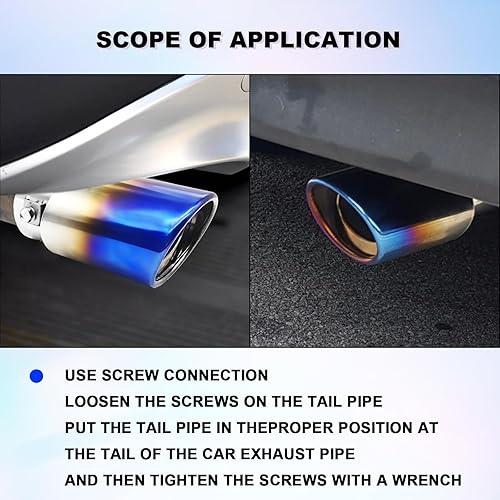 Miniatura 4 de Punta de escape de acero inoxidable para automóvil, de 2.5 a 3.3 pulgadas, decoración de automóvil ajustable con acabado cromado, tubo de escape