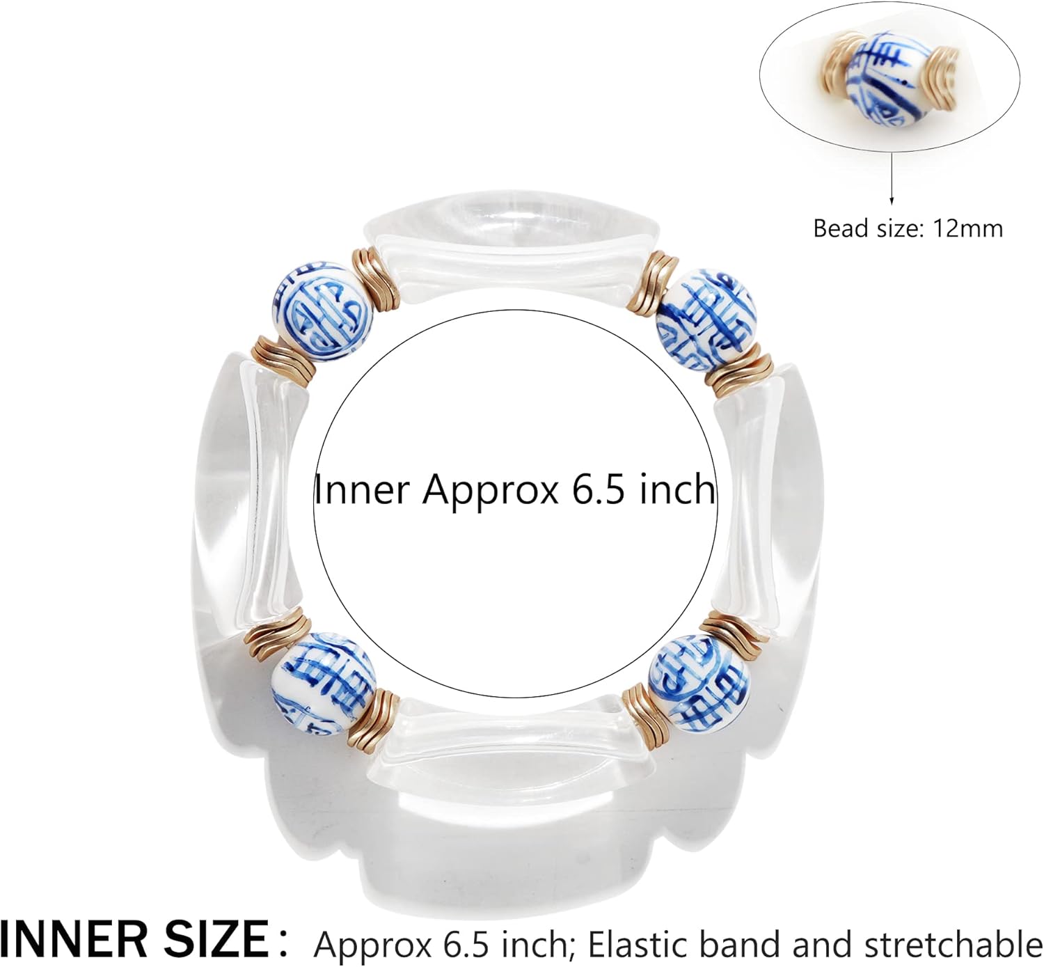 Vintage Ceramic Beads Bracelets for Women Stacking Chunky Colorful Acrylic Stretch Bamboo Tube Beach Bangle Bracelet Friendship Cute Bracelet Romantic Jewelry Gifts - Image 5