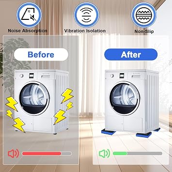 4 PCS Hard Rubber Anti Vibration Pads, 4 x 4 x 7/8 Heavy Duty Rubber and EVA Anti-Slip Sound Isolation Mats for Air Conditioner,Air Compressor,Washing Machine,Treadmill,Bike Trainer