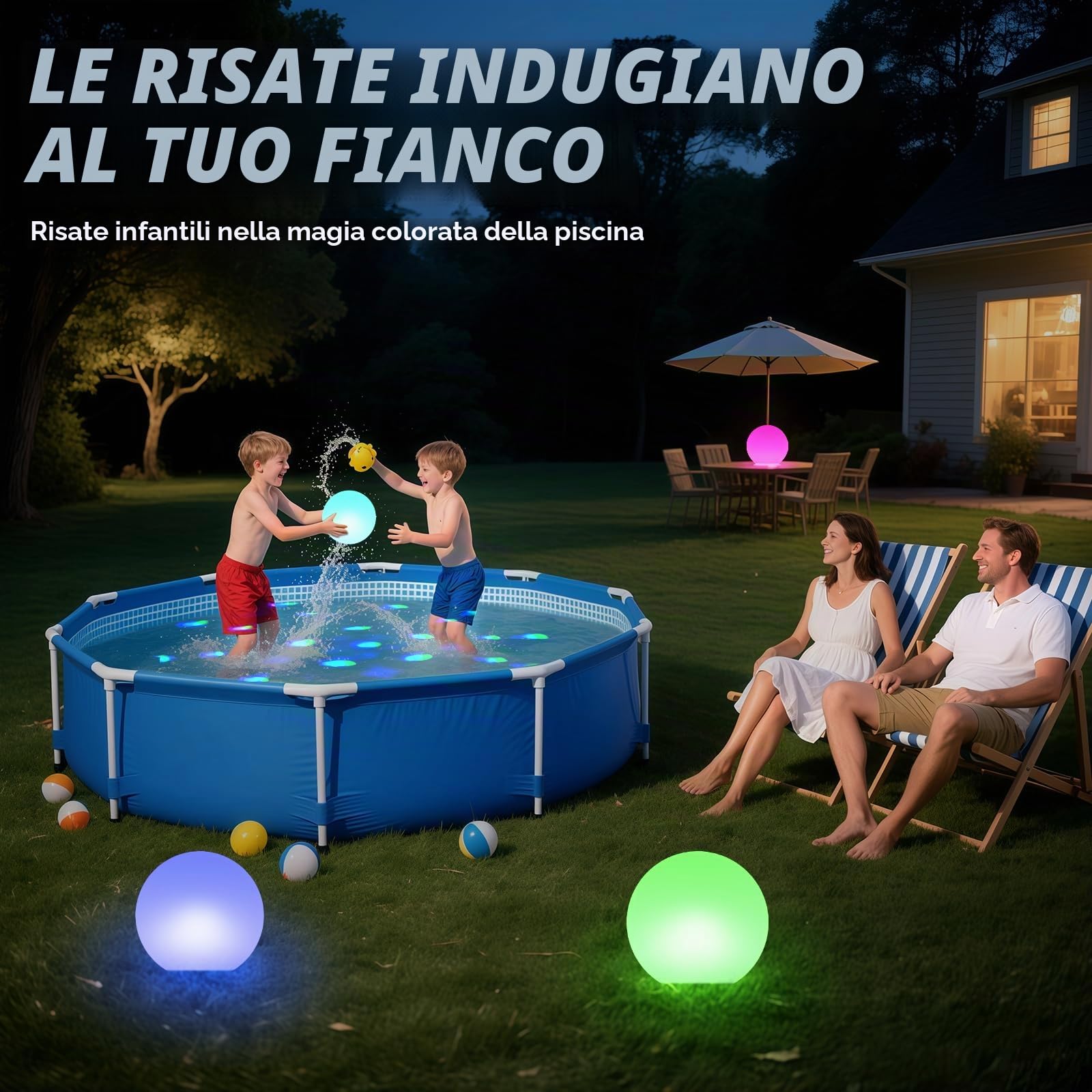 DeeprBlu 2025 Luci Piscina Galleggianti con Spettacolo di ​Effetti Luminosi​ Subacquei, Illuminazione Piscina Ricaricabili Impermeabile IP68, Luci Vasca Idromassaggio Cambia Colore Sfera - 2 Pezzi