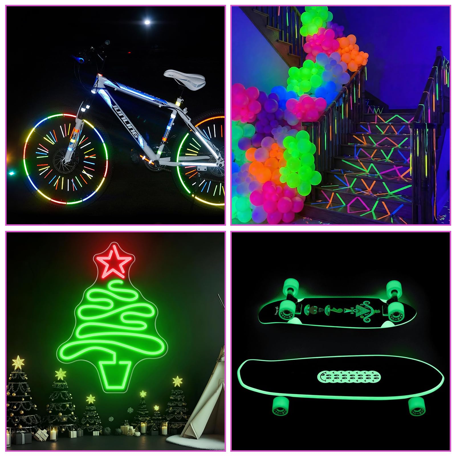 5 rolek fluorescencyjnej taśmy klejącej: 15 mm x 5 m neonowa taśma samoprzylepna, taśma ostrzegawcza, czarna taśma klejąca na schody, ściany, akcesoria sceniczne, dekoracja imprezowa (15 mm x 5