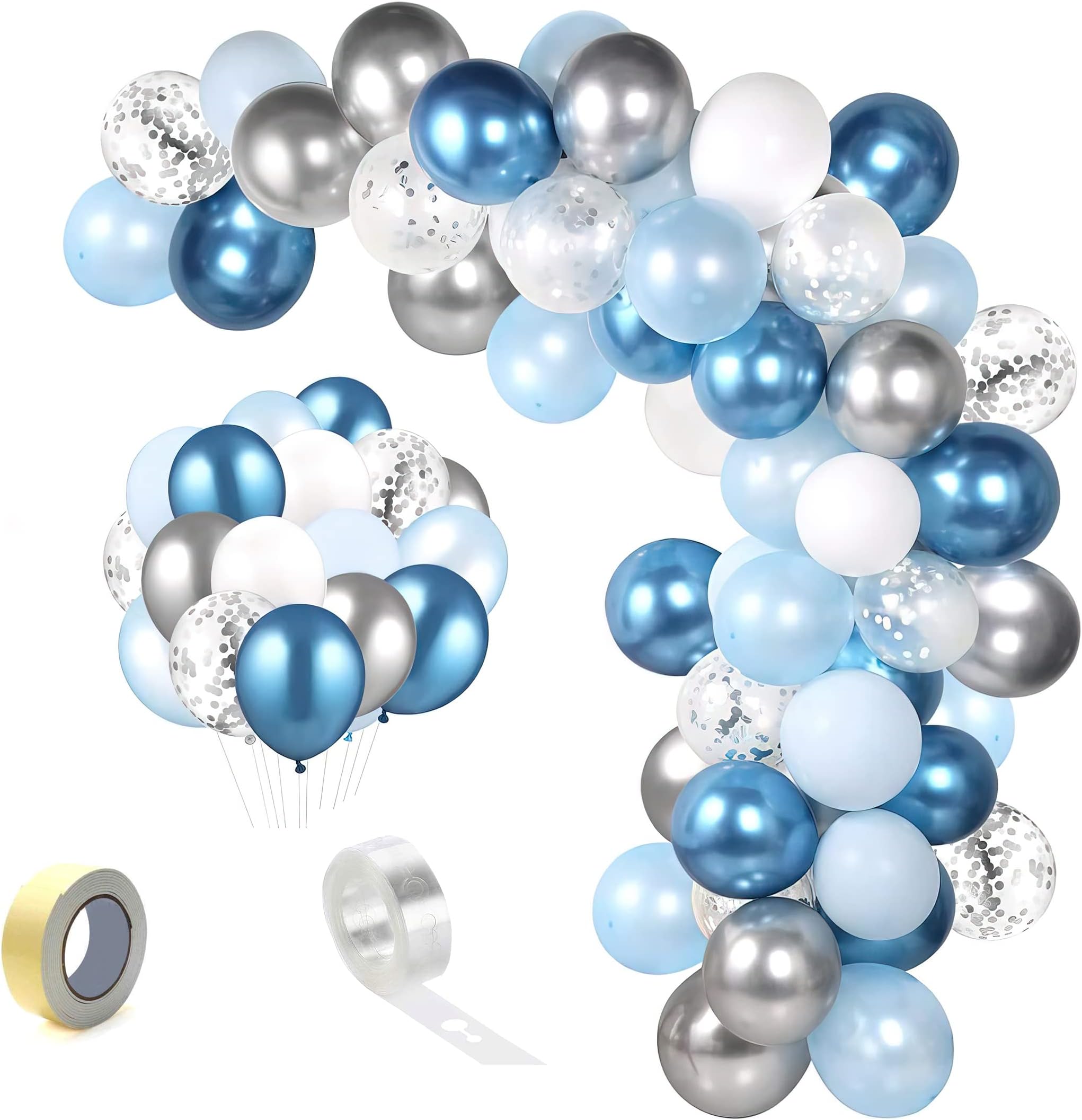 - SpecialYou.in Frozen Theme Birthday Decoration Items For Girl, Combo Kit Includes Metallic Blue, Pastel Blue, White And Silver Confetti Balloons, Gray And Blue Balloons For Decoration - 50 Pcs
