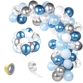 SpecialYou.in Frozen Theme Birthday Decoration Items For Girl, Combo Kit Includes Metallic Blue, Pastel Blue, White And Silver Confetti Balloons, Gray And Blue Balloons For Decoration - 50 Pcs