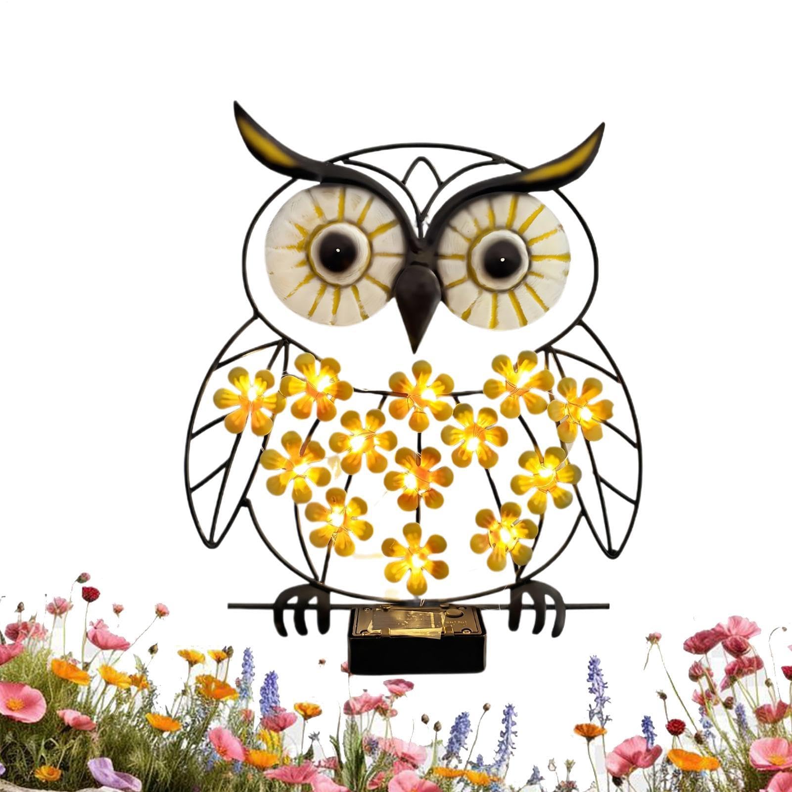 Sunlitpqrny Owl Solar Light | Metal Waterproof Decorative - Solar Light Owl Wall Decor - for Garden Yard Pathway Lawn Fence Porch Patio Balcony