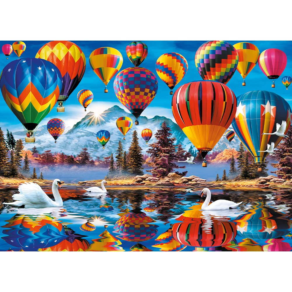 Trefl - Puzzle en Bois, Ballons Colorés - 1000 Pièces, Artisanat en Bois, Formes Irrégulières, 100 Figures De Monuments Et Symboles Américains, Puzzle Moderne De Qualité Supérieure, Bricolage