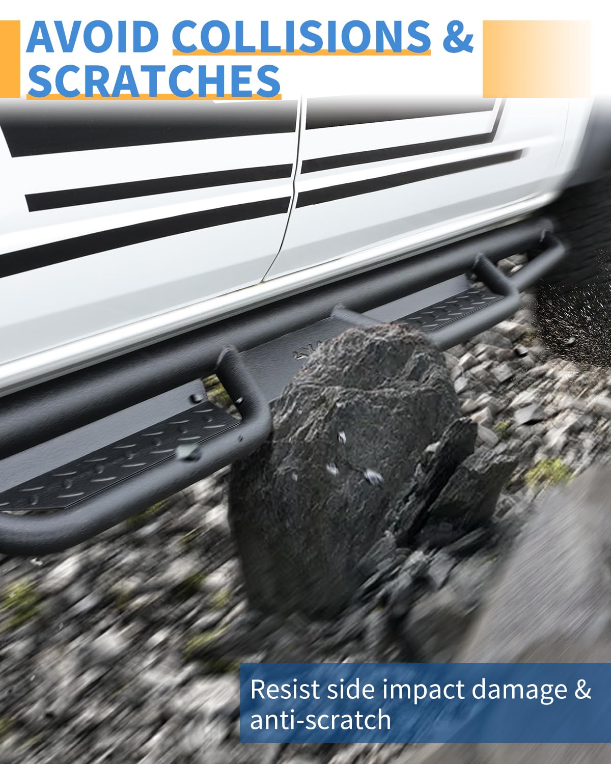 ROADER Bronco Running Boards for 2021 2022 2023 2024 New Ford Bronco 4 Door, Bronco Step Rails Side Step Nerf Bars, Black Powder Coated Heavy Duty Off-Road Rock Rail Step