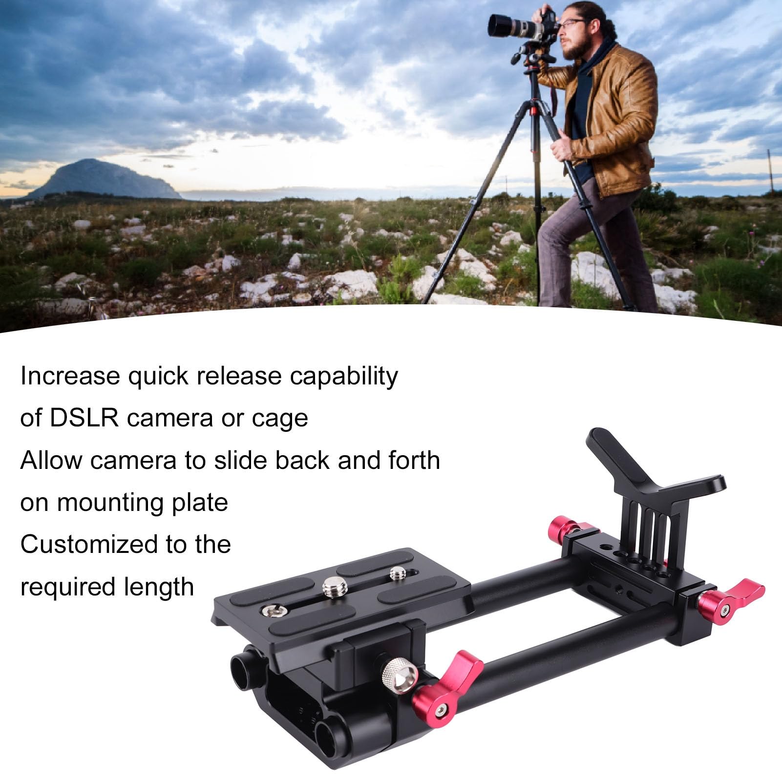 Piastra base universale per guida per asta per fotocamera, di supporto per guida da 15 mm, staffa per obiettivo a forma di Y con piastra a sgancio rapido, piastra base per guida
