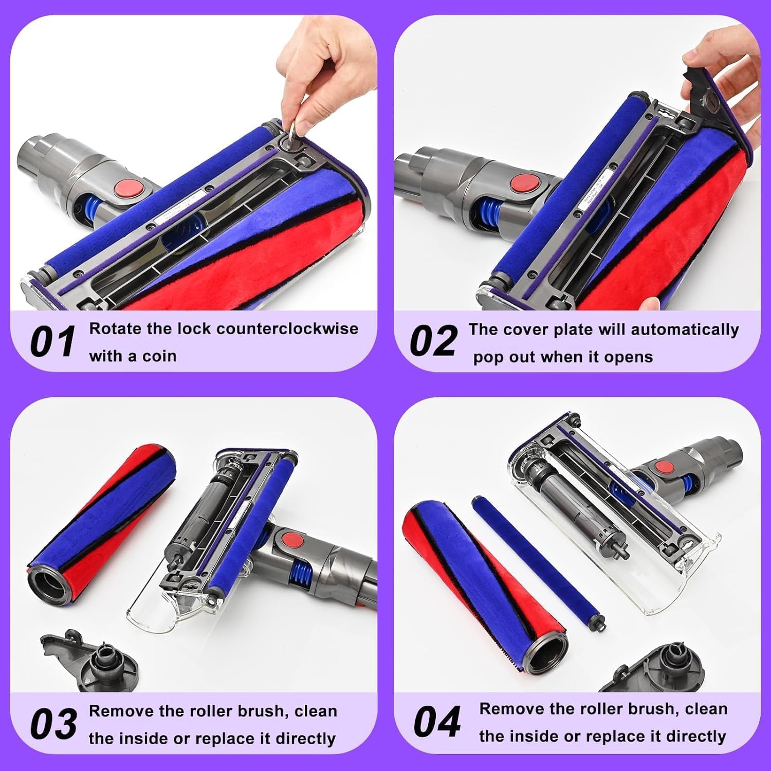 Softwalze Bodendüse für Dyson V7 V8 V10 V11 V15 SV10 SV11 SV12 SV14 SV15 Staubsauger, Elektrischer Soft Roller Bürste Aufsatz,Elektrischer Soft Roller Bürste Aufsatz für Harte Böden