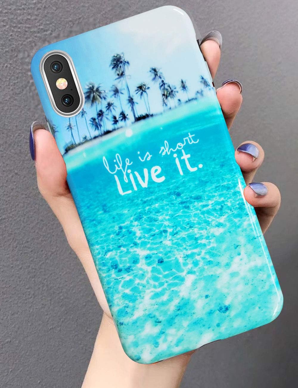 J.west iPhone Xs Max Case 6.5 inch,Unique Summer Blue Beach Ocean Pattern Tropical Design Print Soft Slim Fit Silicone Shockproof Protective Phone Case Cover Girls Women for iPhone Max XS 2018
