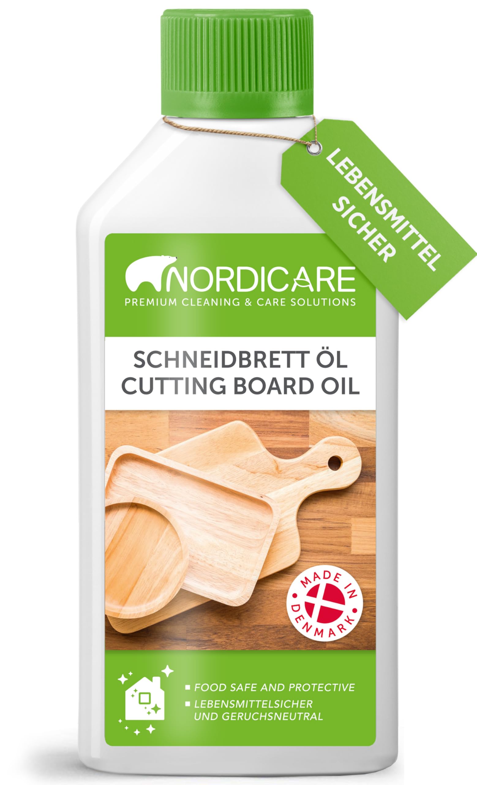 Nordicare Schneidebrett-Öl 500ml lebensmittelecht - Schneidbrett Holzöl zur effektiven Pflege - Holz Mineralöl für Schneidebretter, Cutting Board Mineral Oil
