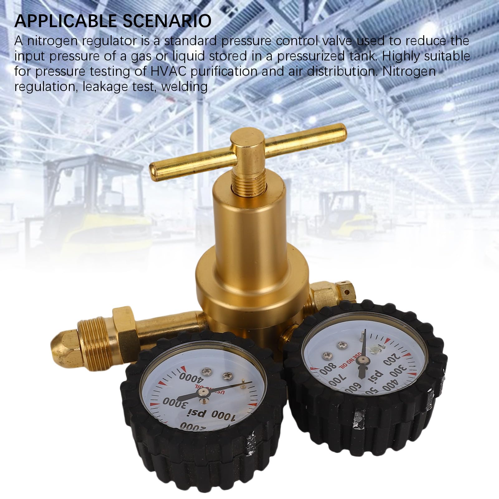 Zestaw Zaworu Regulacyjnego Azotu 0-800PSI do HVAC z dokładną kontrolą Ciśnienia, Połączenie Wlotowe 60-calowy wąż CGA580 do Oczyszczania HVAC