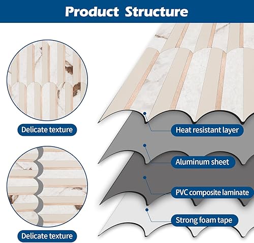 Miniatura 6 de 10 hojas de alta calidad para despegar y pegar para cocina, mármol beige mezclado metal dorado palo en muro para baño, lavandería y chimenea,