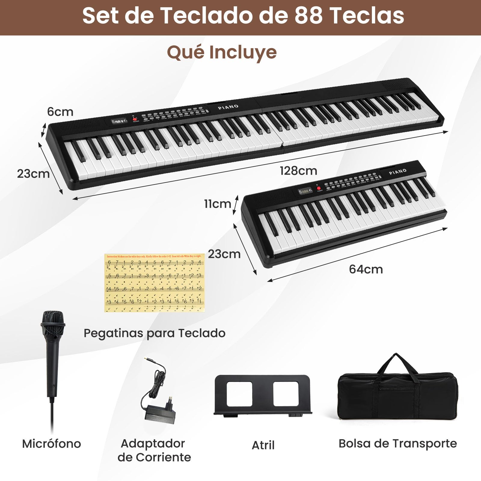 COSTWAY Piano Digital de 88 Teclas, Teclado Piano Eléctrico Plegable, Piano Digital Portátil Semipesado con MIDI, Atril, 1000 Ritmos, 1000 Timbres y Bolsa de Transporte para Niños, Adultos (Negro)