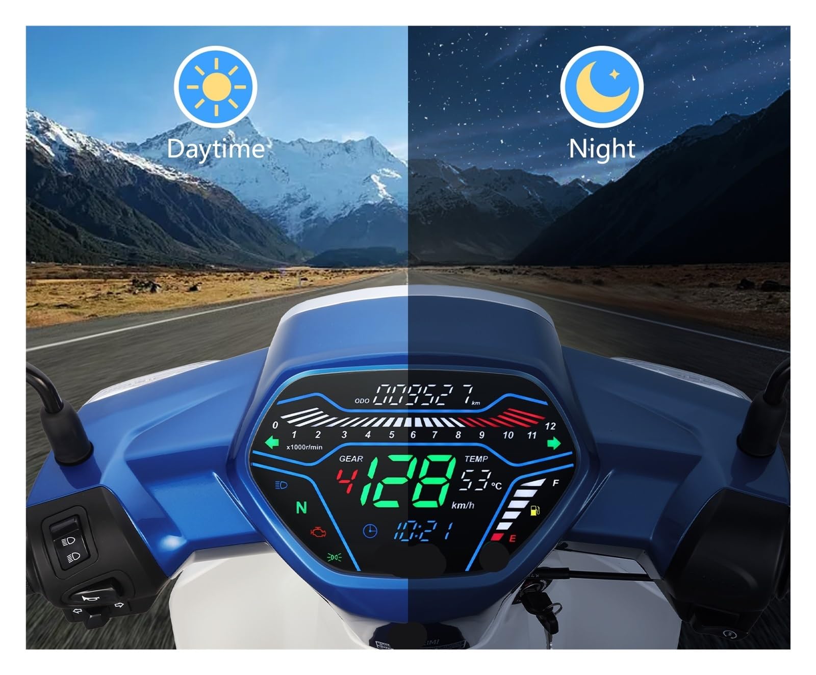 Compteur de Vitesse Digital Moto Compteur De Vitesse Universel pour Moto, Compteur Kilométrique Numérique, Tableau De Bord pour Tachymètre pour Titan CG125