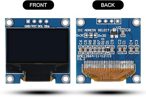 Miniatura 2 de 6 unids 0.96 pulgadas 12864 128x64 OLED pantalla LCD módulo I2C IIC SSD1306 controlador 4 pines para Arduino Raspberry Pi-luz blanca