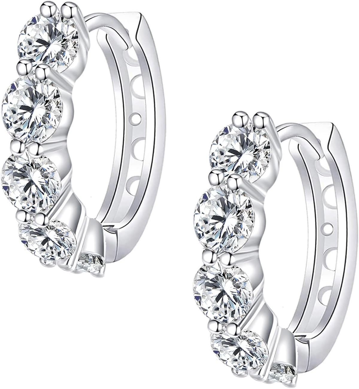 Moissanite Hoop Earrings, Huggie Hoops Sterling Silver Hoops Earrings for Women