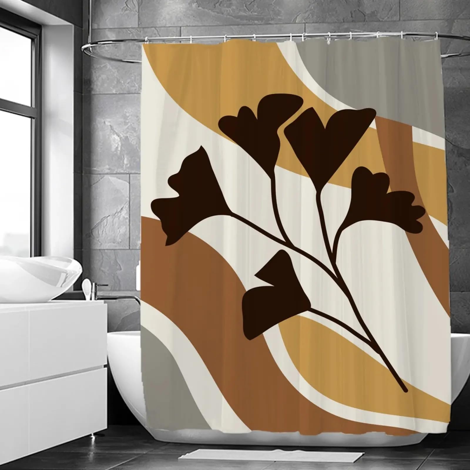 Rideau de douche boho 120x200 cm imperméable en polyester pour salle de bain