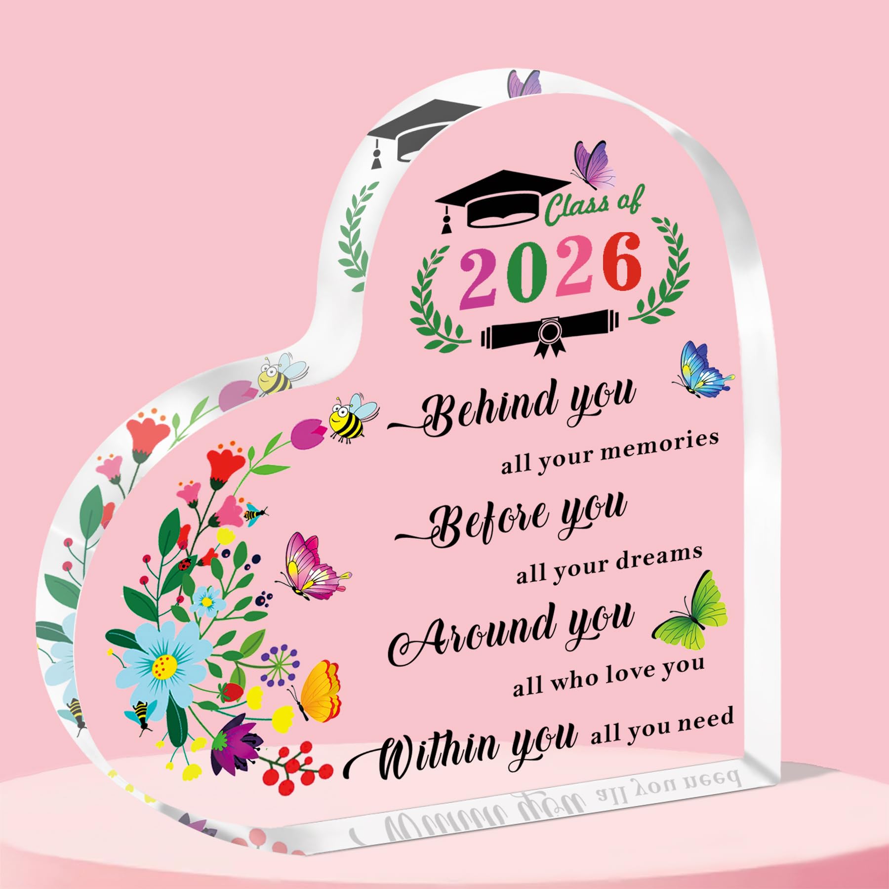 QMVMV Graduation Gifts for Women Her Class Of 2026 Graduation Acrylic Plaque for University College Middle High School Graduate Souvenir for Senior Students Nurse Degree School Student Teen Girls Boys