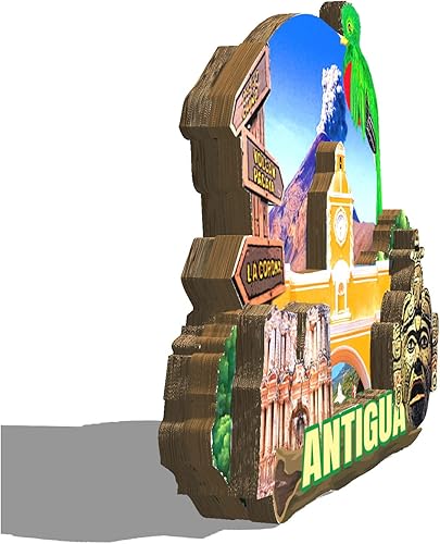 Miniatura 2 de Imán de madera para nevera de Guatemala Antigua Monumentos 3D de Viaje Coleccionables Recuerdos Decoración Hecho a Mano 2