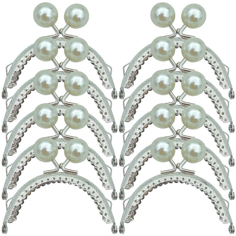 Fituenly 10pcs Metal Purse Frame, Lock Clasp Arch Embossing Bag Frames for Purse Making, Diy Beaded Coin Purse, Bag Clasp Lock Frame