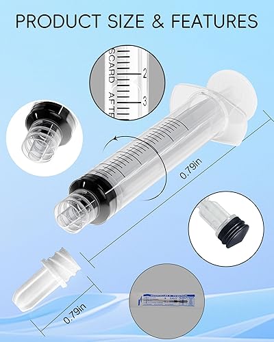 Miniatura 15 de Jeringa Luer Lock de 0.1 fl oz sin aguja, jeringas de plástico de 3 cc, estériles, selladas individualmente, paquete de 30