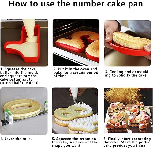 Miniatura 7 de Moldes de silicona para tartas con números – Sartenes 3D grandes de 10 pulgadas para cumpleaños y aniversario de boda