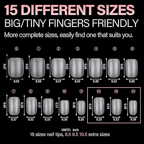 Vista 8 de AILLSA Puntas de uñas cuadradas extra cortas, 450 puntas de uñas transparentes de cobertura completa, mate, sin necesidad de limas, puntas de uñas