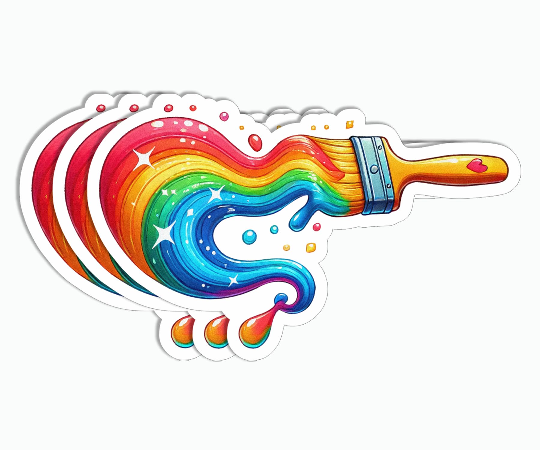 Calcomanías de pincel de arco iris de pintor lindo para vaso, teléfono y laptop de artista