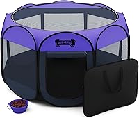 Vista 1 de Ruff 'N Ruffus Corralito portátil plegable para mascotas + funda de transporte y cuenco de viaje plegable