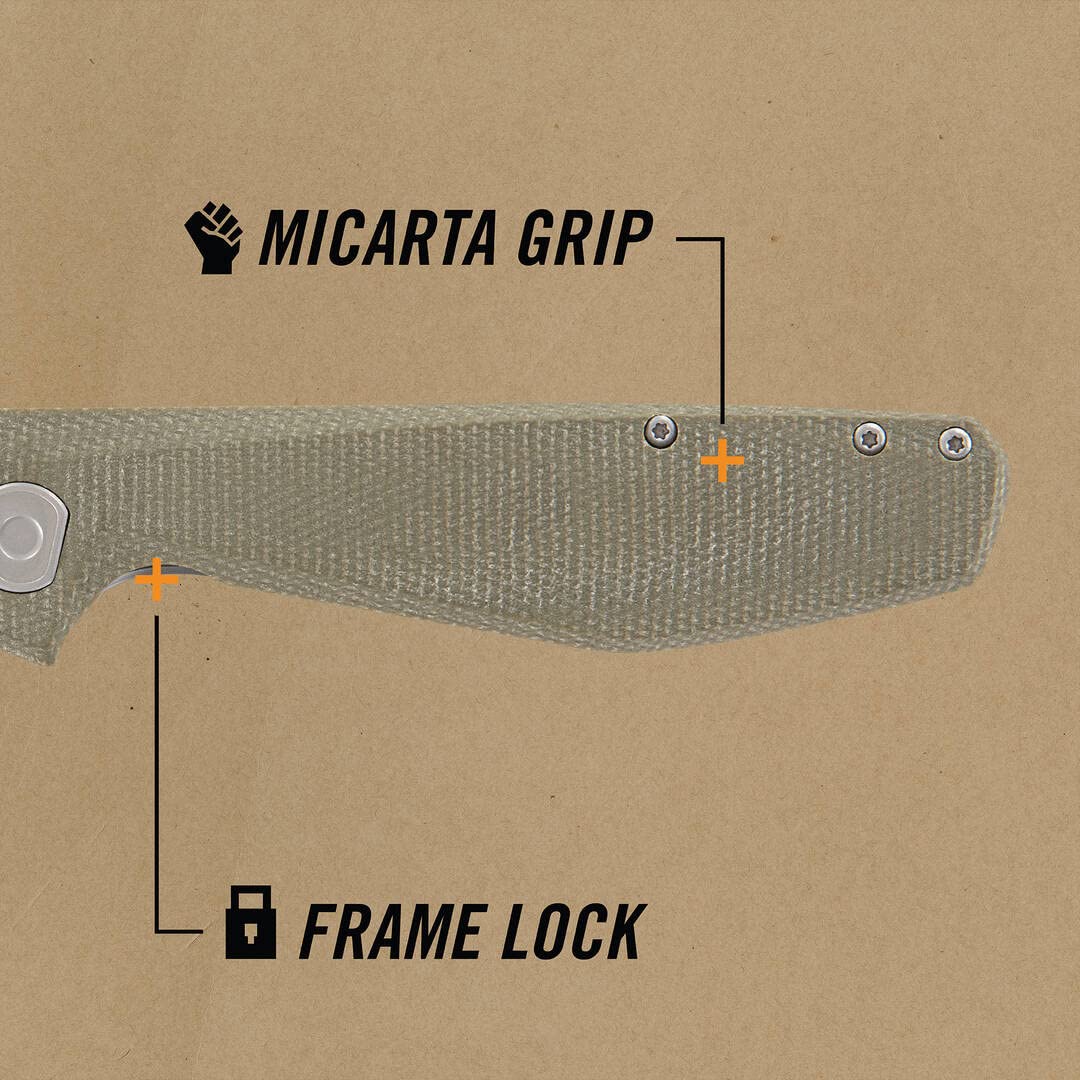 Gerber Scyzoryk z klipsem do paska, Slimsada, z rękojeścią z Micarty i łożyskiem kulkowym B.O.S.S. TECH, długość ostrza: 8,8 cm, oliwkowy, 30-001912