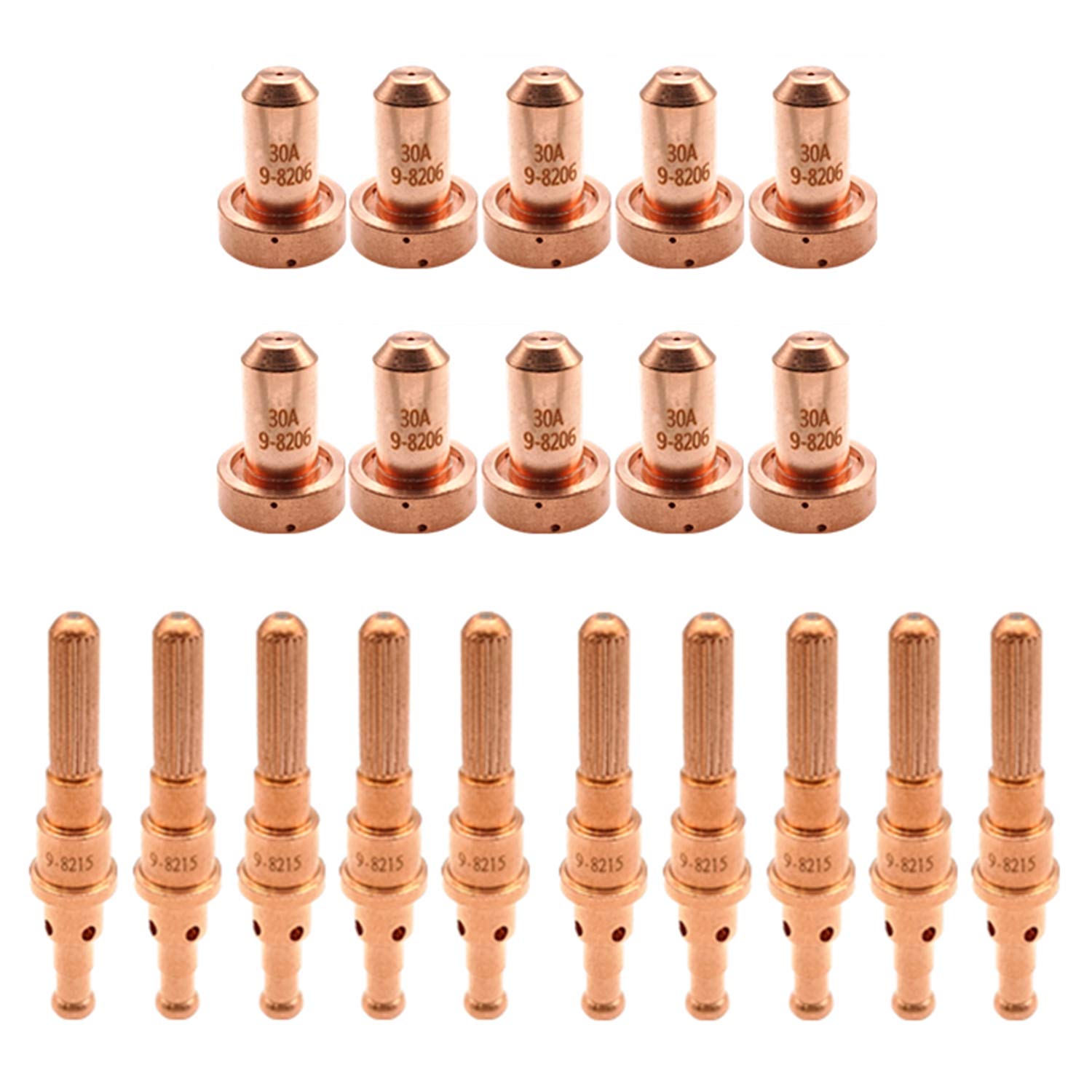 10Pcs 9-8206 Plasma Nozzle 10Pcs 9-8215 Plasma Electrode Fit Thermal Dynamics SL60/SL100 Cutting Torch Consumables