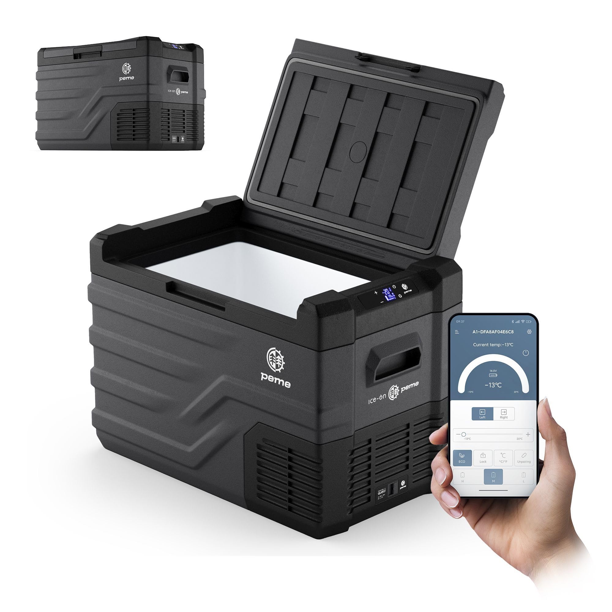 Peme Kühlbox Auto Kompressor Elektrisch Camping Kühlschrank Tragbar 35,3L 12V 24V 220-240V LCD Display