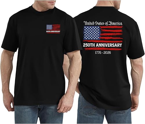 ASUIU Mens 250 Anniversary USA Shirt American Flag 4th of July T Shirt 250 Years