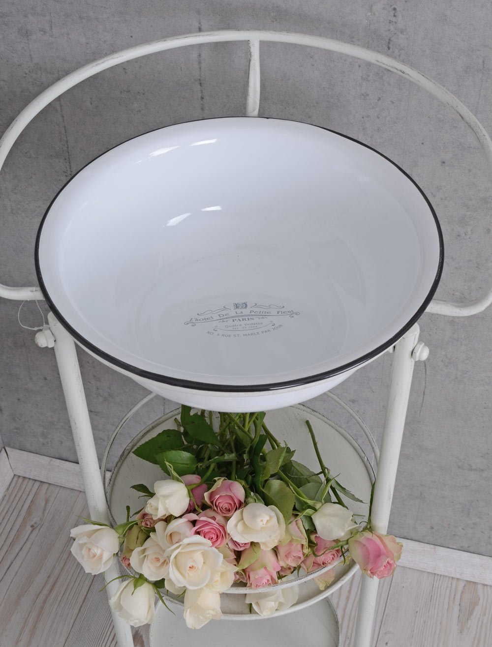 Waschtisch Shabby Chic Waschbecken Antik Emaille Schüssel Vintage usm043 Palazzo Exclusiv